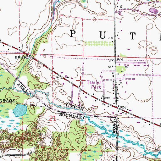 Topographic Map of Putnam Township Fire Department, MI