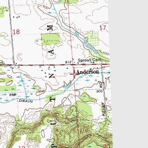 Topographic Map of Anderson Station (historical), MI