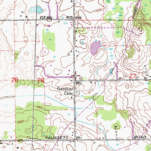 Topographic Map of Tyrone Post Office (historical), MI