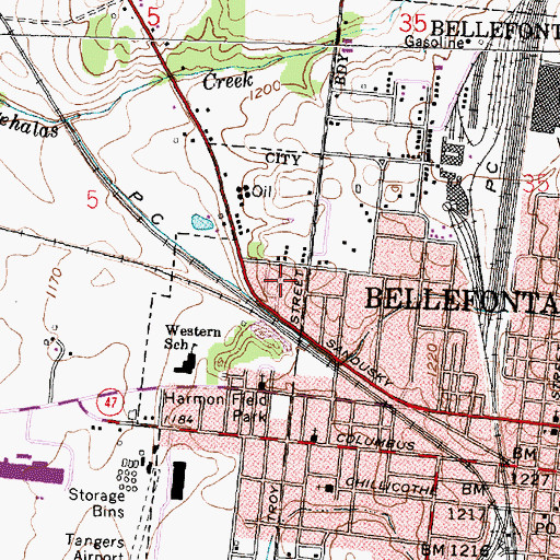 Topographic Map of Wayside Mobile Home Park, OH