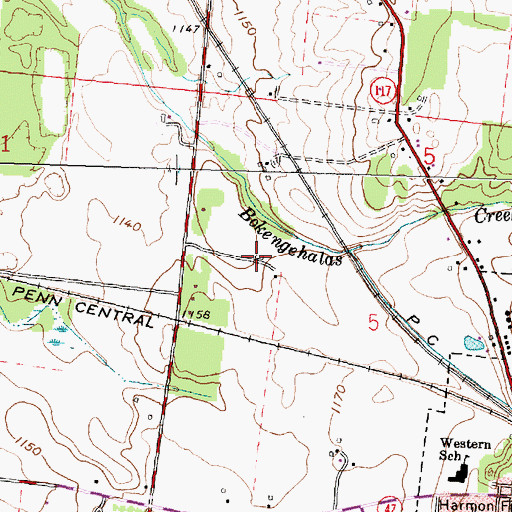 Topographic Map of Bickham Farm, OH