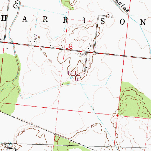 Topographic Map of Rushwood Farms, OH