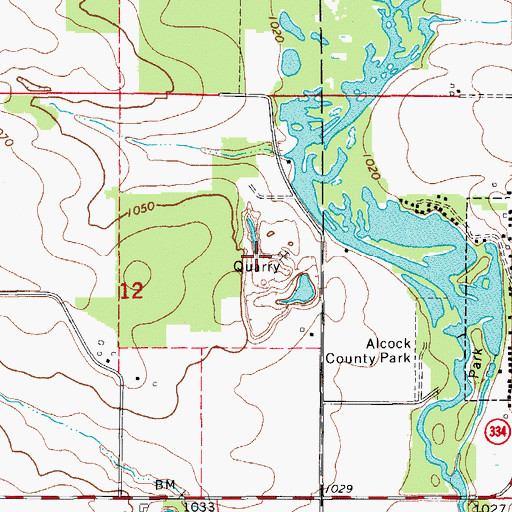 Topographic Map of Frederika Quarry, IA