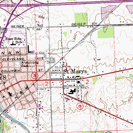 Topographic Map of Columbia Estates Mobile Home Park, OH