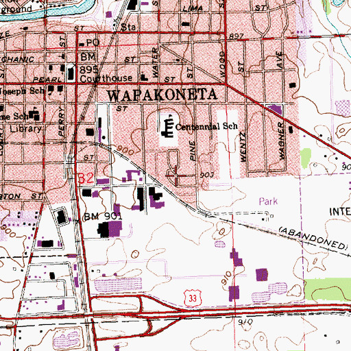 Topographic Map of Colonial Estates, OH