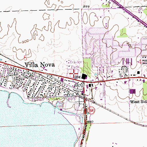 Topographic Map of Parker Shady Acres Mobile Home Park, OH