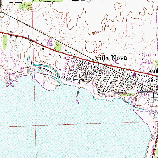 Topographic Map of Villa Nova, OH