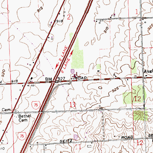 Topographic Map of Sunset Maple Farm, OH