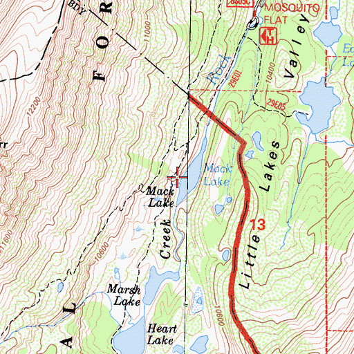 Topographic Map of Mack Lake, CA