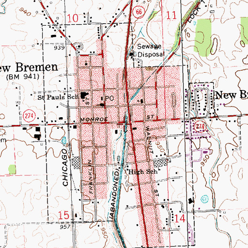 Topographic Map of Bicycle Museum of America, OH
