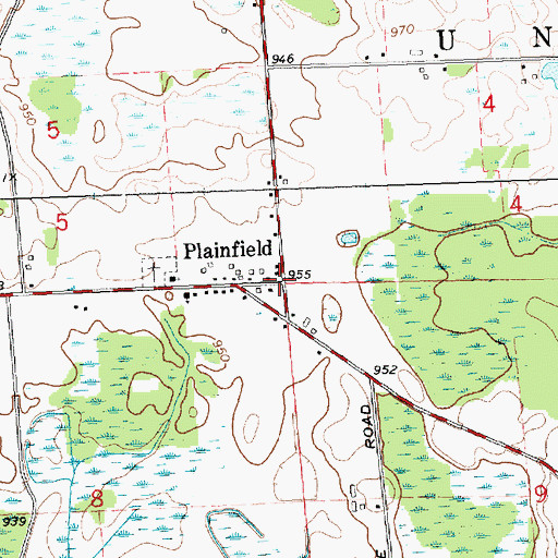 Topographic Map of Plainfield Post Office (historical), MI