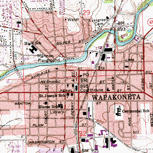 Topographic Map of Wapa Theatre, OH