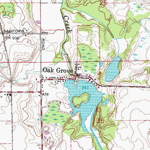 Topographic Map of Oak Grove Post Office (historical), MI