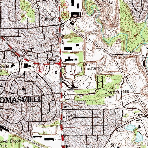 Topographic Map of Starlight Six Drive-In, GA