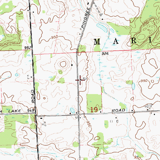 Topographic Map of Marion Post Office (historical), MI