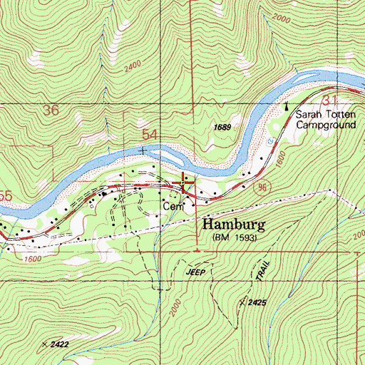 Topographic Map of Macks Creek, CA