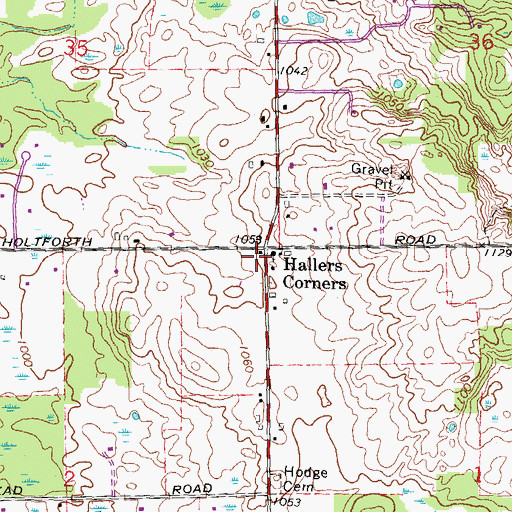 Topographic Map of Hallers Post Office (historical), MI