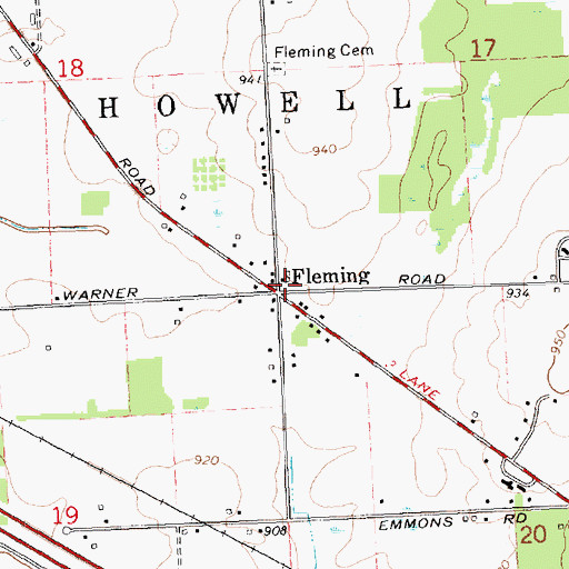 Topographic Map of Fleming Post Office (historical), MI