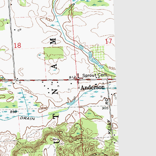 Topographic Map of Anderson Post Office (historical), MI