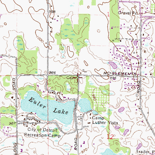 Topographic Map of Euler Cemetery, MI