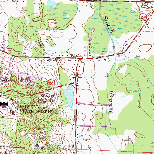 Topographic Map of Drew Cemetery, MI