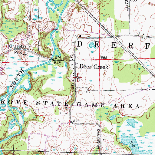Topographic Map of Deer Creek Cemetery, MI