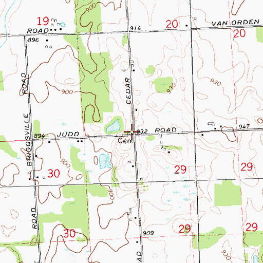 Topographic Map of Briggs Cemetery, MI