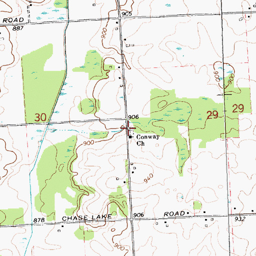 Topographic Map of Conway Miller Cemetery, MI