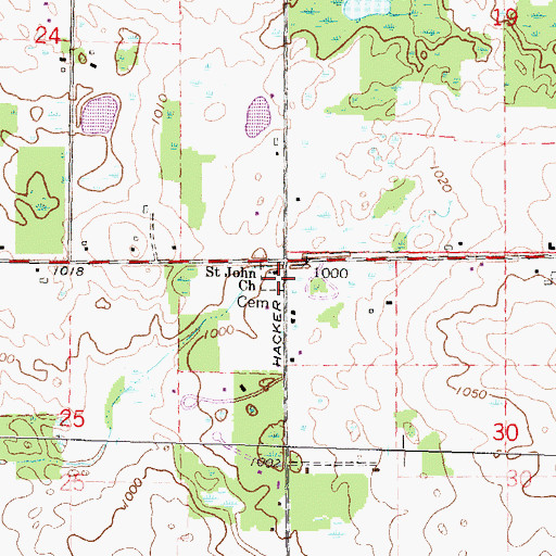 Topographic Map of Saint John's Catholic Church Cemetery, MI