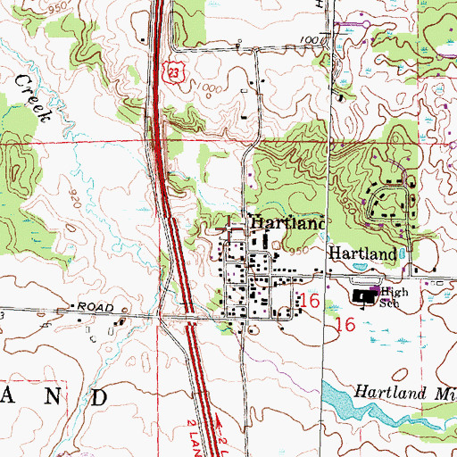 Topographic Map of Hartland Village Cemetery, MI