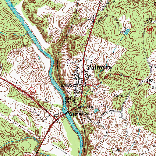 Topographic Map of Fluvanna County Office Building, VA