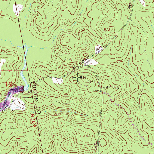 Topographic Map of Rocky Mount Cemetery, GA