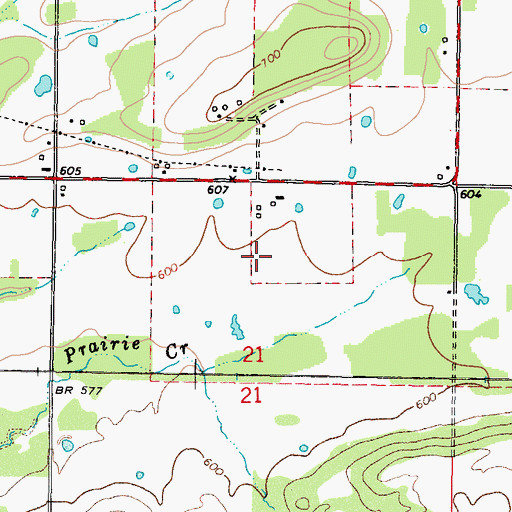 Topographic Map of Akins, OK