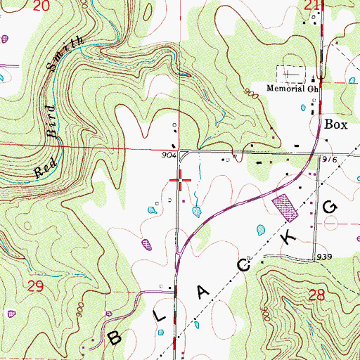 Topographic Map of Box, OK