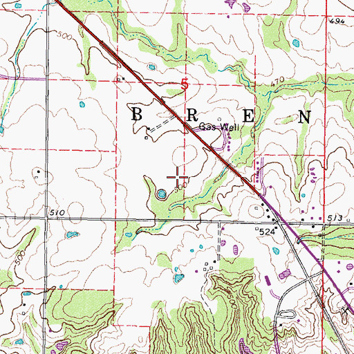 Topographic Map of Brent, OK