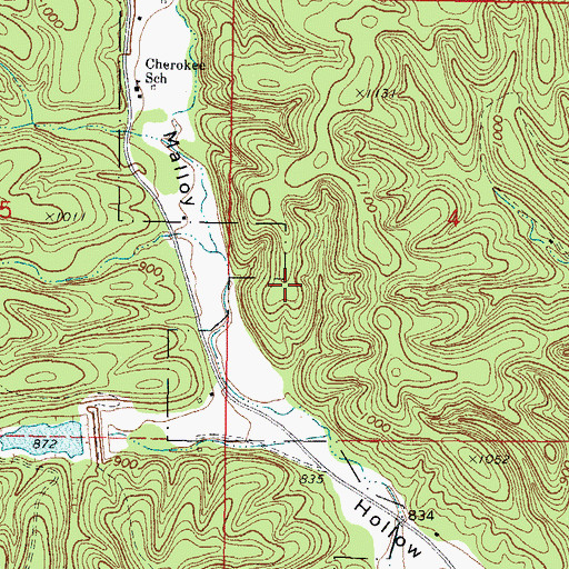 Topographic Map of Bunch, OK