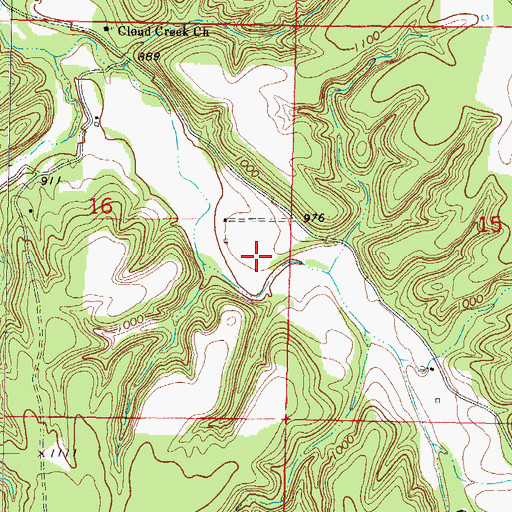 Topographic Map of Cloud Creek, OK