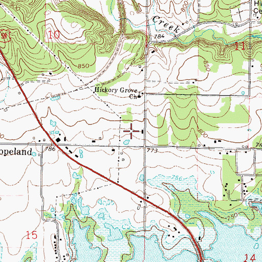 Topographic Map of Copeland, OK