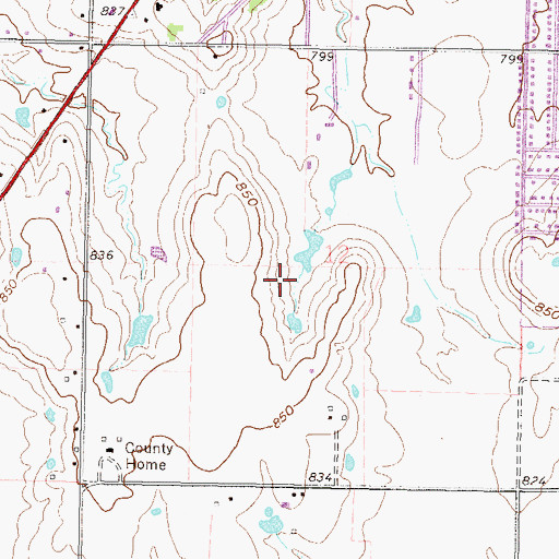 Topographic Map of Dotyville, OK