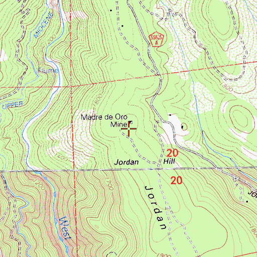Topographic Map of Madre de Oro Mine, CA