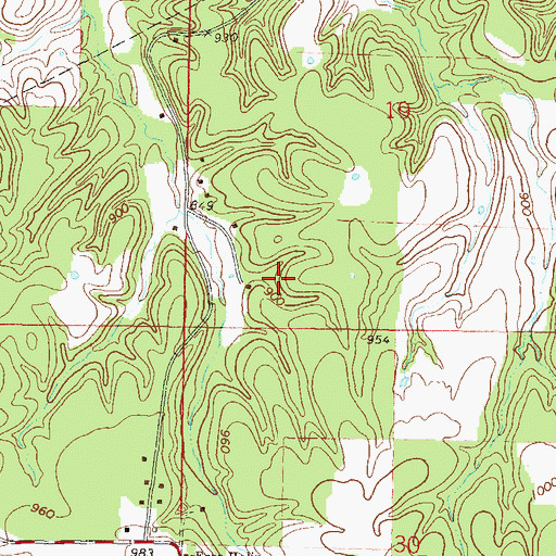 Topographic Map of Drowning Creek, OK