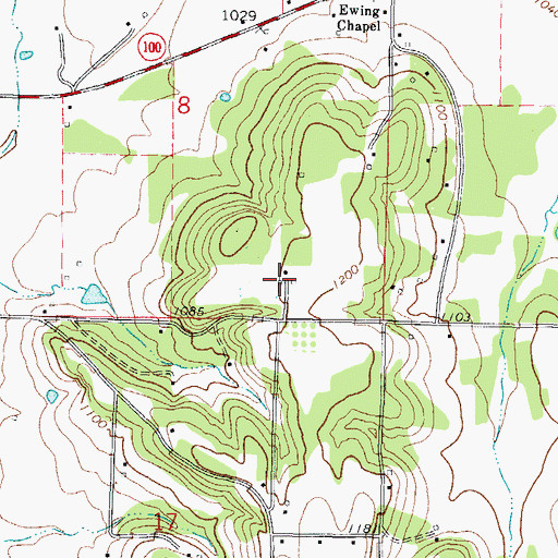 Topographic Map of Elm Grove, OK