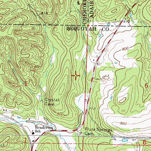 Topographic Map of Flute Springs, OK