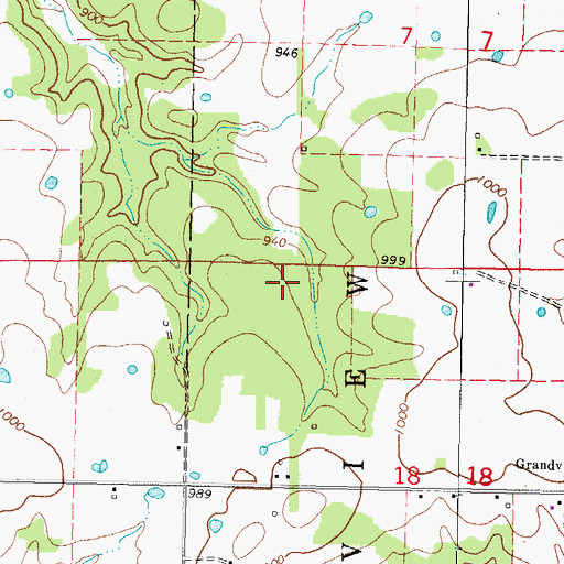 Topographic Map of Grandview, OK