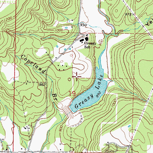 Topographic Map of Greasy, OK