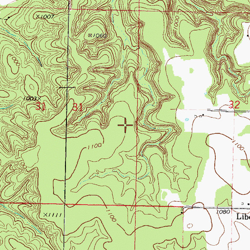 Topographic Map of Johnson Prairie, OK