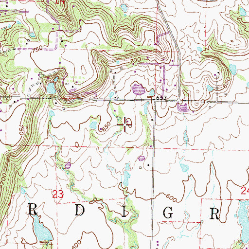 Topographic Map of Justice, OK