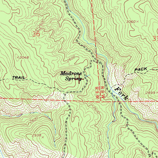 Topographic Map of Madrone Spring, CA