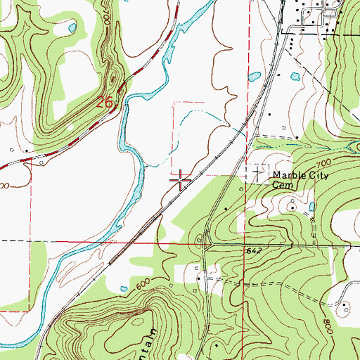 Topographic Map of Marble City Community, OK