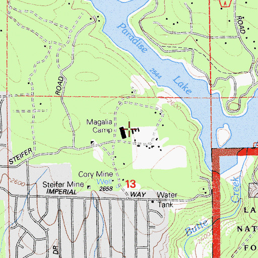 Topographic Map of Magalia Camp, CA